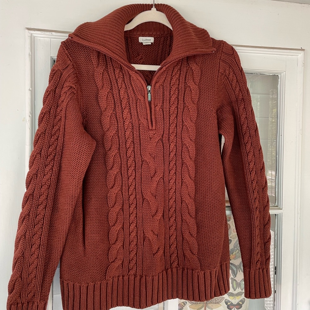 L.L. Bean Woman’s Brown 1/4 Zip-Up Sweater